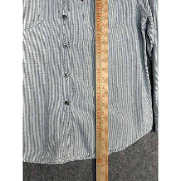 Vintage Levi’s Button Up Denim Shirt Women's Large 90s Striped Heavyweight - Picture 8 of 12